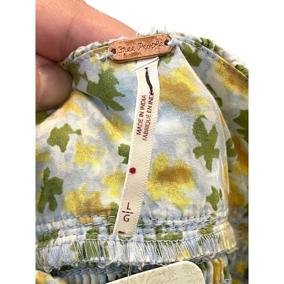 Free People Lavender Daze Smocked Midi Dress in Green Combo Size Large NEW - Picture 10 of 13